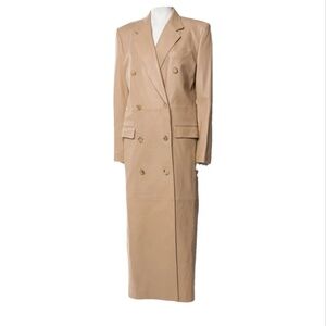 Magda Butrym Leather Coat Neutrals